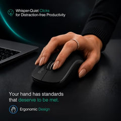 FINGERS ErgoGrip Wireless Mouse (BT & 2.4 GHz USB Receiver, Silent Clicks)