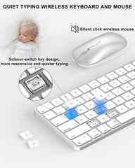 ULSOU Bluetooth Keyboard and Mouse Combo for Mac White Rechargeable, Mini Size, Comfortable Natural Typing, 4 Level DPI, Compatible with iPad, iPhone, MacBook Air/Pro
