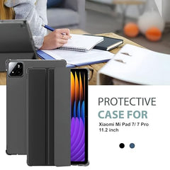ProElite Cover for Xiaomi Mi Pad 8/8 Pro/Mi Pad 7/7 Pro 11.2 inch Cover, Flip Case Cover with Transparent Back & Stylus Pen [Auto Sleep Wake Support], Black