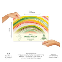 Zen Sangam Bookmark Mixed Media Glued Sketch Pad | 230GSM 100% Cellulose, Hot Pressed | 48 Sheets Size(18x5cm) | Medium Grain | for Pencil, Charcoal, Pastel, Wax, Acrylic, Gouache, Light Watercolor