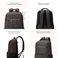Gear Quantum 3 18"/29L Antitheft Large Faux Leather Water Resistant Laptop backpack with Raincover/Laptop backpack/Casual Backpack/Daypack/Travel Backpack/College Bag For Men/Women(Black-Black)