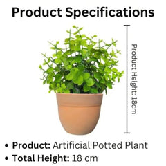 amazon basics Artificial Potted Plants, Artificial Plastic Eucalyptus Plants Small Indoor Potted Houseplants, Small Faux Plants for Home Decor Bathroom Office Farmhouse (Set of 8)