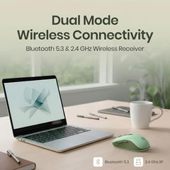 Portronics Toad 9 Wireless Bluetooth Mouse with Dual Wireless (BT + 2.4 GHz), Smart LED Display, Rechargeable Battery, Forward & Back Button, Multi-Device Pair, Upto 4800 Dpi Sensitivity(White)