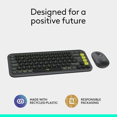 Logitech POP ICON Combo, Bluetooth Keyboard and Mouse Combo, Comfortable Typing, programmable Keys and Buttons, Quiet clicks, Easy-Switch up to 3 Devices - Graphite