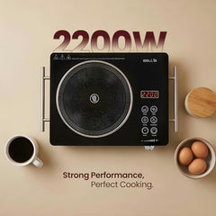iBELL CROWN 22 Infrared Cooktop 2200W - 3-YEAR WARRANTY, Touch Control, Adjustable Temperature, High-Efficiency Heating, Compatible with Induction & Flat-Bottom Cookware, [Black]