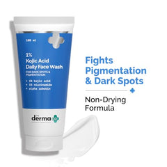 The Derma Co 1% Kojic Acid Face Wash | With Niacinamide & Alpha Arbutin | Reduces Dark Spots, Pigmentation & Blemishes | Cleanses & Brightens Skin | Non-Drying Formula | For All Skin Types | 100 ml