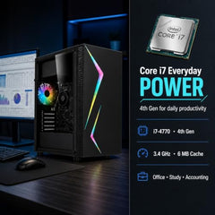 Desktop PC | Core i7 4th Gen | 16GB RAM | 512GB SSD | 5G WiFi 6 + Bluetooth 5.4 | HD Graphics 4600| HDMI/VGA/USB 3.0 | Windows 11 Pro & Office 2021 Installed | 2-Year On-Site Warranty