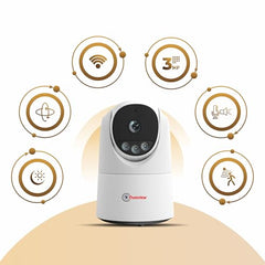 Trueview 3MP WiFi Robot Security Camera | 360° Pan Tilt | All-Time Color Night Vision | AI Auto Tracking & 2-Way Audio | Alexa Compatible | Supports 256GB Memory Card | STQC Certified for Privacy