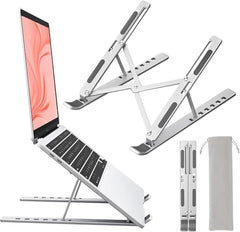 EDNITA ( 2Pcs Mini Laptop Stand for Desk | Portable Metal PC Desk Stand, Aluminium Cooling Pad Mini Clip Compatible with MacBook Apple Laptop, Lenovo, Dell, Hp, Acer & Other Laptops (Black)