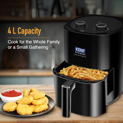 KENT Digital Air Fryer 5L | 1400W | Bake, Grill & Roast | Up to 80% Less Oil Usage | 8 Preset Menu | Rapid Heat Circulation | Digital Display & Touch Control Panel | Glass Window with in built Light
