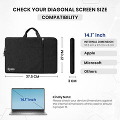 Dyazo 15.6 Inch Laptop Sleeve with Charger Pouch | Front Pocket with Handle Water Resistant Sleeve Case | Compatible for MacBook, HP, Dell, Acer, Asus, Microsoft, Samsung and Other Notebooks (Grey)