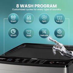 Haier 8 kg 5 Star Oceanus Wave Drum Washing Machine Fully Automatic Top Load (‎ETL80-HBFS5NZP,Brown Grey)