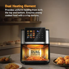 KENT Digital Air Fryer 5L | 1400W | Bake, Grill & Roast | Up to 80% Less Oil Usage | 8 Preset Menu | Rapid Heat Circulation | Digital Display & Touch Control Panel | Glass Window with in built Light