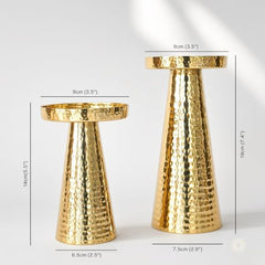 Behoma Handcrafted Golden Tea Light Candle Holders Set of 2 | Premium Metal & Glass Candle Stand | Centerpiece for Living Room, Coffee Tables & Home Decor Gift (Candles Not Included)