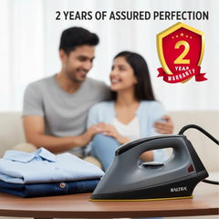 Baltra Casual 750 Watts Dry Iron | Non Stick Coated Soleplate | Light Weight | Adjustable Temperature Control | Cotton Braided Swivel Cord | Press Iron for Clothes | 2 Years Warranty