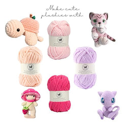 NESTNHAVEN , Plush & Cuddly Sets 2.0 , Chenille Yarn Supersoft Hand Knitting Wool Ball, set of 4 , 400 grams (1 Ball/100 Gram Each) Suitable for Craft, Babywear, Toys , Baby Blankets , 5 Bulky, Shades - NNHS 2.0 (Set 26 baby Pink , lilac , hot pink…