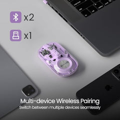Portronics Toad 8 Transparent Wireless Bluetooth Mouse with Dual Wireless (BT + 2.4 GHz), Rechargeable Battery, Noise-Free Clicking, Show/Hide Desktop, Multi-Device Pair, Adjust Sensitivity (Grey)