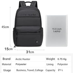 Arctic Hunter Compact Backpack for Men Women 21L One-Day-Capacity Slim 15.6" Laptop Bag Sleek Lightweight Water-resistant Small Laptop Backpack for Casual College Daypack