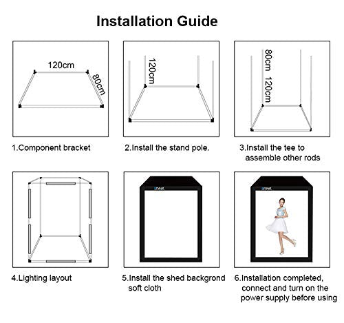 SYGA PreOrder 200cm Studio Box 6 Light Strip Bars 240W 5500K White Light Photo Lighting Shooting Tent Kit for Clothes/Adult Model Portrait
