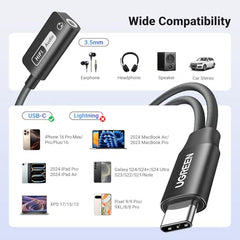 UGREEN Magnetic 2 in 1 USB C to 3.5mm Audio Adapter and Charger with PD 60W