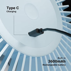 Zebronics Heat Buster 300, Portable Desk Fan, Upto 13h Backup, 3600mAh Rechargeable Battery, 360° Rotatable fan, 4 Speed + 1 Breeze Mode, Wall-Mountable, for Travel, Office, Home (Black)