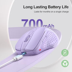 TECKNET Wireless Mouse, BT 5.0/2.4G, Rechargeable 6-DPI Silent, Grey