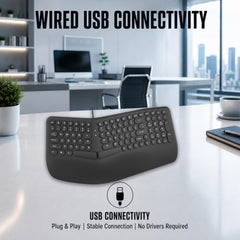 Ant Master 05 Wired USB Keyboard - Full-Size 104 Keys with Numeric Pad | Membrane Silent Typing, 1.3m Cable, Plug & Play | Ergonomic Office & Home Keyboard for PC, Laptop, Mac & Linux – Black