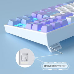 MageGee 75% Mechanical Gaming Keyboard with Brown Switch, LED White Backlit Keyboard, 87 Keys Compact TKL Wired Computer Keyboard for Windows Laptop PC Gamer - Retro Grey/White