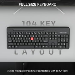 iBall ClickSet S450 Wireless Keyboard & Mouse Combo, 104-Key Full Size Keyboard, 12 Media Keys, Retractable Stand, ₹ Key, UV Coated Keys, Mobile Slot, 1200 DPI Mouse, 3 Buttons, High Precision