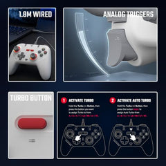 EvoFox Elite S Advanced Wired Gaming Controller for PC, 1000Hz Polling Rate, Hall Effect Joysticks, Programmable Macro Buttons, Sniper Mode & Turbo Mode, Dual Vibration, RGB Lighting, 1.8m Cable, Grey