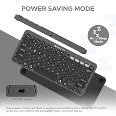 Amkette New and Improved Optimus BT 4-in-1 Multi-Device Wireless Keyboard, Pop Keys, Bluetooth, One-Click Device Switching, AI Access, Dual OS Layout, Windows, macOS, Android & iOS Compatible, Black