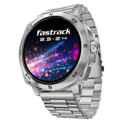 Fastrack MYND 1.93” AMOLED Display Smart Watch for Men & Women with AI Watch Faces,AI Chat,Offline Voice Commands,Curved Metallic Design,Functional Crown,BT Calling, Health Suite,100+ multisport modes