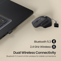 Portronics Toad Mino Rechargeable Bluetooth Mouse with Small Compact Size, Dual Wireless (Bluetooth + 2.4 GHz), Multi-Device Pair, Adjustable Sensitivity, for Laptop, PC, Tablet, Smartphone (Black)
