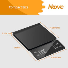 NKOVE JUNJULA Coffee Scale with Timer, 0.1g High Precision Espresso Scale 3kg,