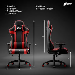Green Soul Raptor 2.0 Racing Edition Ergonomic Gaming Chair with Premium PU Leather, Adjustable Neck & Lumbar Pillow, 3D Adjustable Armrests & Heavy Duty Nylon Base (Black & Red)