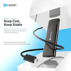Cablet M.2 NVMe/NGFF SSD Enclosure USB 3.1 Gen2 10Gbps for 2242/2260/2280 M-Key/M+B Key PCIe SSD, Supports Dual Protocol NVMe and NGFF SSD, UASP Max 2TB, Aluminium Case
