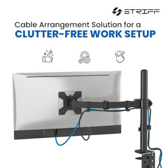 STRIFF Single Monitor Stand with Full Motion Arm | 360° Rotation & Height Adjustable Desk Table Mount | Universal VESA Bracket with C-Clamp | Fits 13–32 Inch Computer/LCD Screens | Holds 4.4–19.8 lbs