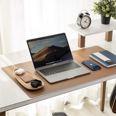 Bellblock Large Extended Reversible Desk Mat/Mouse Pad/Gaming Pad for Office/Home| Vegan Leather | Anti-Skid, Slip-Resistant, Splash-Proof | White & Sky Blue | 60x30cm