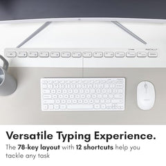 Macally Small Wireless Keyboard and Mouse Combo - An Essential Workspace Duo - 2.4G Wireless Keyboard Mouse for PC - 78 Key Mini Keyboard and Mouse with Slim Body, Quiet Click Buttons, and 3 DPI Modes