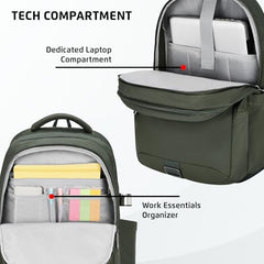 Safari Forge 34L Laptop Backpack, 3 compartments, Raincover, Antitheft pocket, Trolley Sleeve, Organizer, Bottle holder, Front pocket, College bag, school bag, Formal backpack, Color- Black