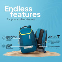 American Tourister Bowie The Outdoor Backpack In Teal - 35 Litre Capacity, 17" 5 Compartment Laptop Backpack Compartment, External Bottle Holder, And Shoe Compartment And, Green