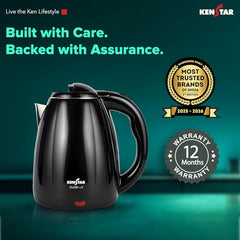 Kenstar KALDO 1.8 L Electric Kettle | 1350W | Cool-Touch Body | Concealed Heating Element | Dry Boil Protection | Black