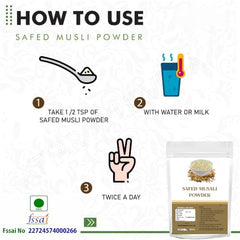 Organic Safed Musli Root Powder – 100g | Ayurvedic Supplement for Strength, Stamina, Vitality & Performance