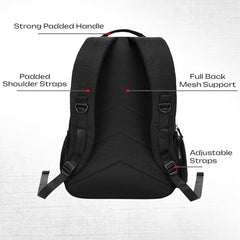 Safari Jet 25L Laptop Backpack, School Bag for Boys and Girls, College Bag, Office Bag, Travel Bag for Men and Women, 2 Compartments, Organiser, Bottle Holder, Front Pocket for Chargers, Black