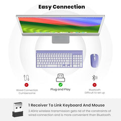 cimetech Keyboard Mouse Combo, 2.4G Ultra-Thin Sleek Design, USB Compact Full Size Wireless Keyboard and Mouse for Windows, Computer, Desktop, PC, Notebook - Grey