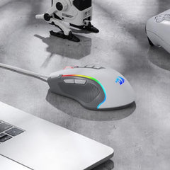 Redragon M612AK PRO RGB Gaming Mouse, 8000 DPI Wired/Wireless Optical Mouse with 9 Programmable Buttons & 7 Backlit Modes, BT & 2.4G Wireless, Software Supports DIY Keybinds Rapid Fire Button