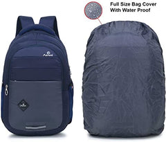 Martucci 36L Spacious Lightweight Polyester Laptop Backpack Unisex/College/School/Travel Backpack/Business Bag/Unisex Travel Backpack with Rain Cover (Compatible with upto 17 inch laptop)(Navy Blue)
