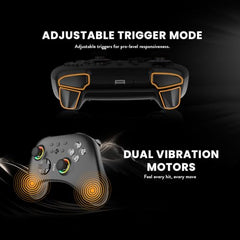 Cosmic Byte Stellaris Controller, 3 Modes Wifi + Bluetooth + Wired for PC, iOS, Android, Hall Effect Trigger and Upgraded TMR Joystick, Macros, 1000mAh Battery, RGB LED, Software Support (Black)