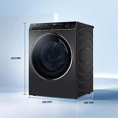 Haier 8 Kg 5 Star Inverter Direct Motion Motor Fully Automatic Front Load Washing Machine (HW80-IM1479CS8U1, 525 Super Drum, Puri Steam, Dark Jade Silver)