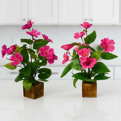 fancymart Artificial Flower Plant Home Décor with Small Size Pot | Pack of 2 | Plant Hanging for Home Decor | Office Decor (DESIGN-01)